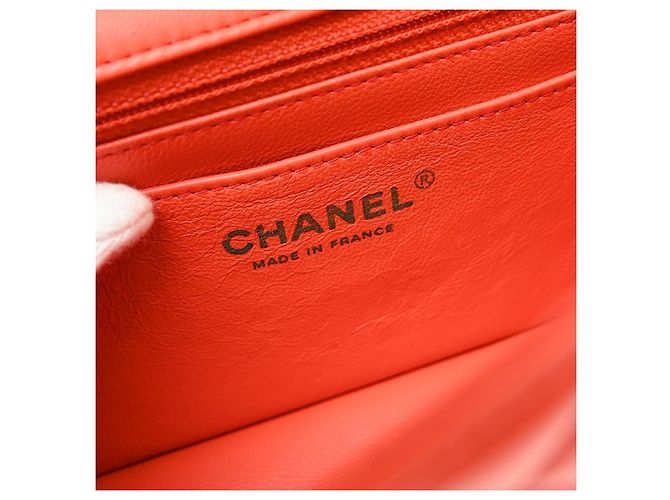 Chanel Classic Single Flap Quilted Lambskin Mini Arancione - vista 4