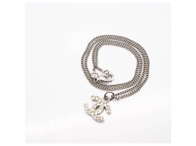 Collana Chanel Coco Mark con strass Argento - vista 5
