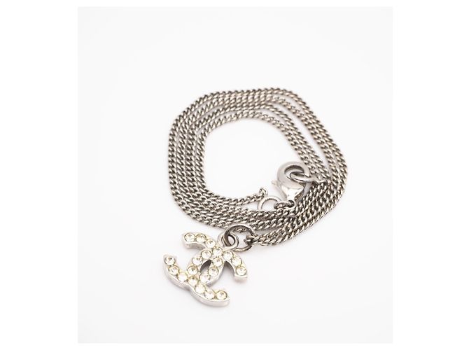 Collana Chanel Coco Mark con strass Argento - vista 8