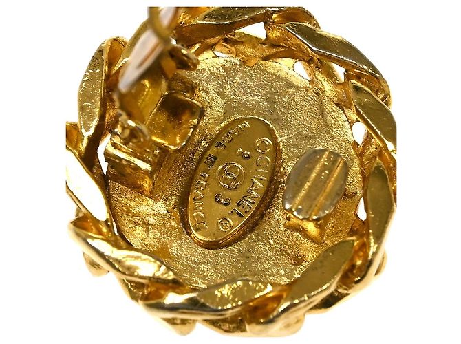 Chanel Vintage CC Round Clip-On Metal with Crystals D'oro - vista 3