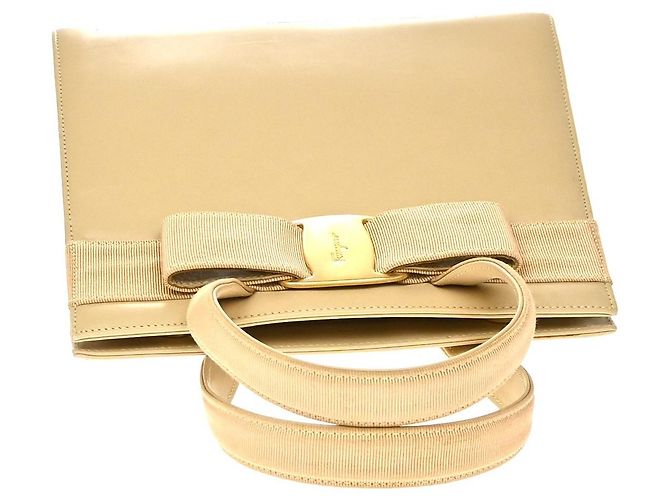 Borsa Tote convertibile Vara Bow in pelle Small Salvatore Ferragamo Beige - vista 7