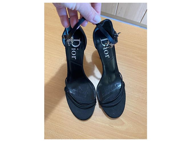 Décolleté con cinturino Dior Black Satin D-Charm Nero - vista 2