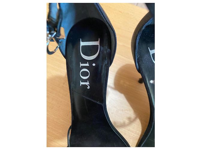 Décolleté con cinturino Dior Black Satin D-Charm Nero - vista 4
