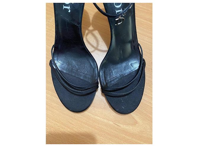 Décolleté con cinturino Dior Black Satin D-Charm Nero - vista 5
