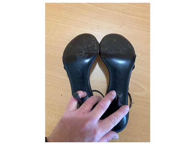 Décolleté con cinturino Dior Black Satin D-Charm Nero - vista 7