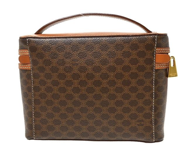 Céline Celine Top Handle Vanity Box Triomphe Coated Canvas Marrone - vista 2