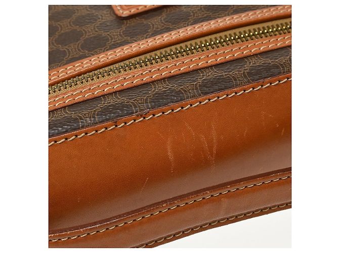 Céline Celine Top Handle Vanity Box Triomphe Coated Canvas Marrone - vista 7