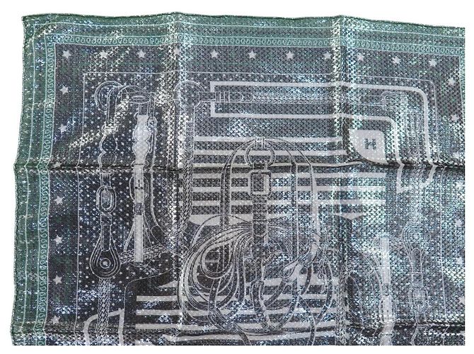 Hermès NUOVO BANDANA HERMES FOULARD 55CM DISCO COACHING SETA & METALLIZZATO NERO VERDE SCARF - vista 2