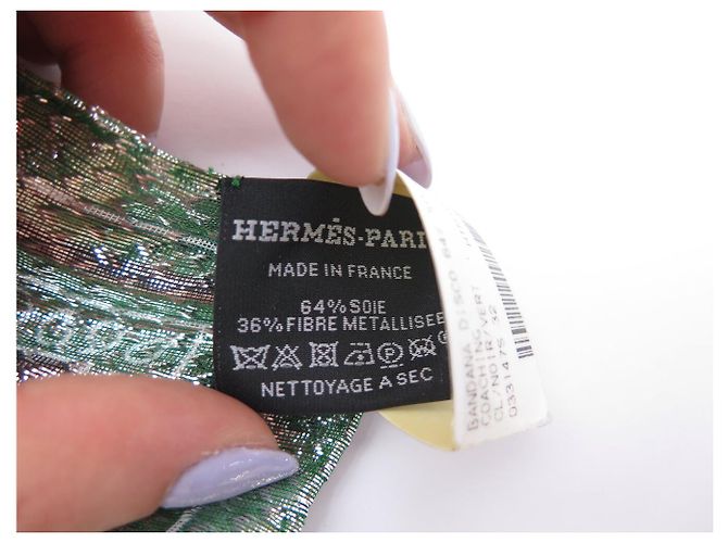 Hermès NUOVO BANDANA HERMES FOULARD 55CM DISCO COACHING SETA & METALLIZZATO NERO VERDE SCARF - vista 8