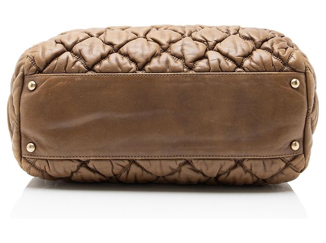 Gabrielle Sac Satchel Chanel en agneau matelassé bubble Marron - vue 4