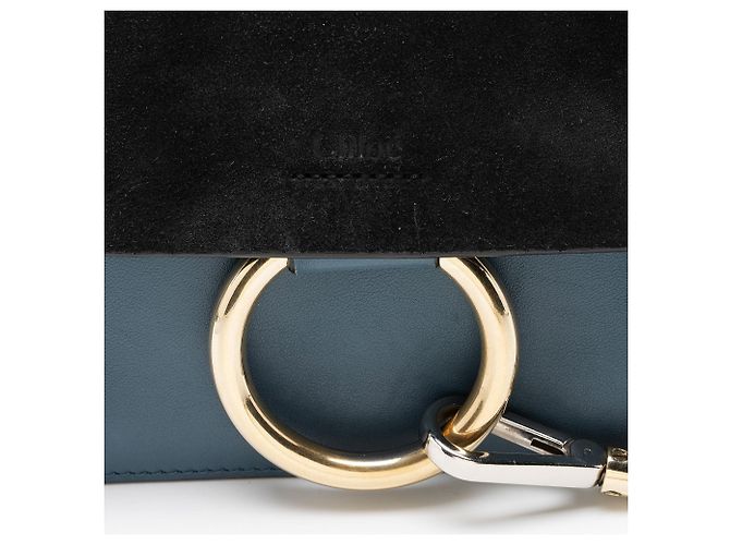 Chloé Bolso de hombro Chloe Faye Small de piel de becerro y ante Azul - vista 10