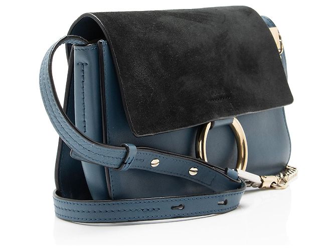 Chloé Bolso de hombro Chloe Faye Small de piel de becerro y ante Azul - vista 2
