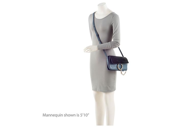 Chloé Bolso de hombro Chloe Faye Small de piel de becerro y ante Azul - vista 5