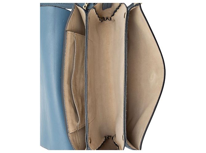 Chloé Bolso de hombro Chloe Faye Small de piel de becerro y ante Azul - vista 7