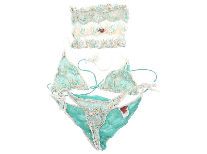 Bikini Missoni azul y blanco con lino - vista 5