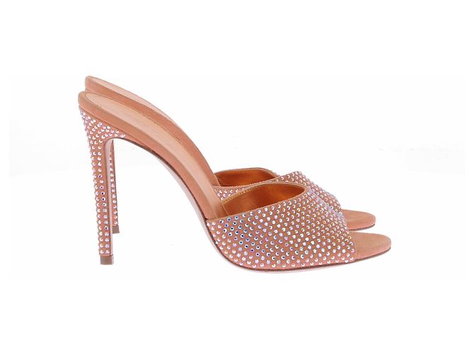 Paris Texas Mules con tacco e strass arancioni Beige - vista 3