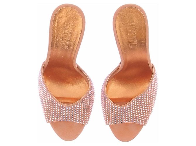 Paris Texas Mules con tacco e strass arancioni Beige - vista 6
