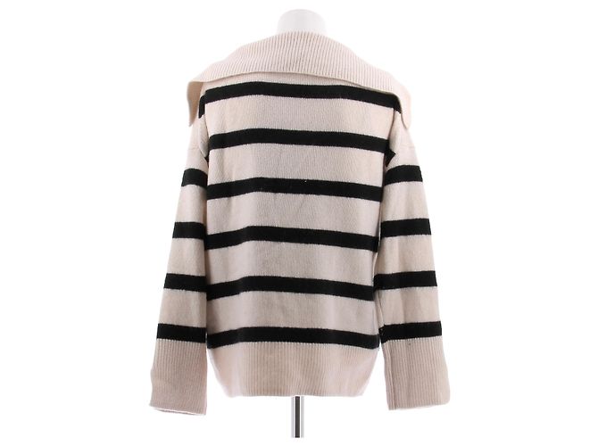 Massimo Dutti Gestreifter Pullover in Beige und Schwarz - Ansicht 2