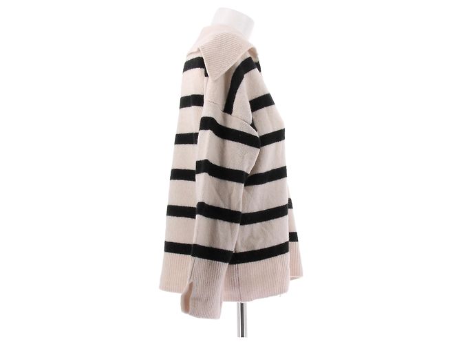 Massimo Dutti Gestreifter Pullover in Beige und Schwarz - Ansicht 4