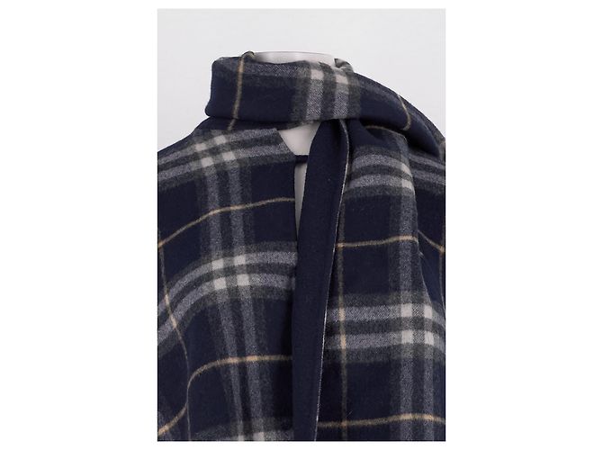 Eric Bompard Navy Blue Wool Poncho - view 2