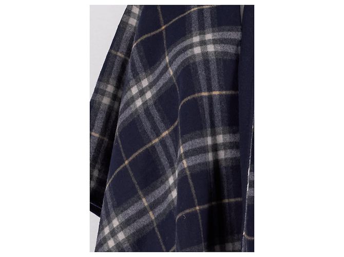 Eric Bompard Navy Blue Wool Poncho - view 3