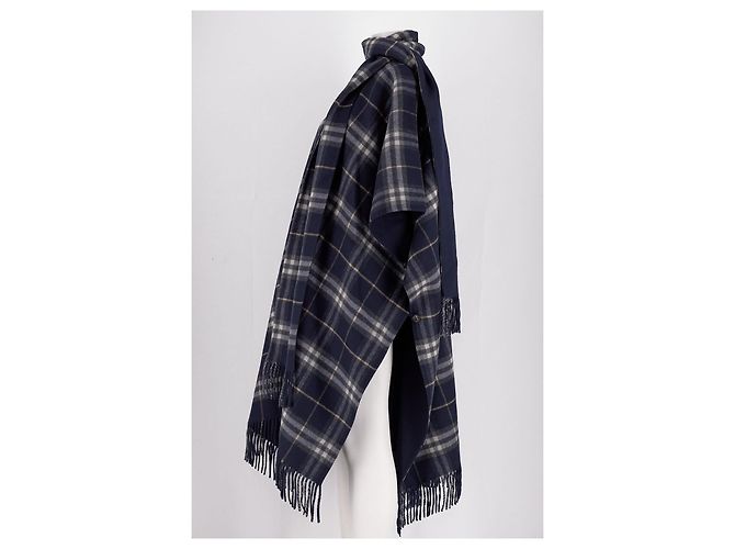 Eric Bompard Navy Blue Wool Poncho - view 5