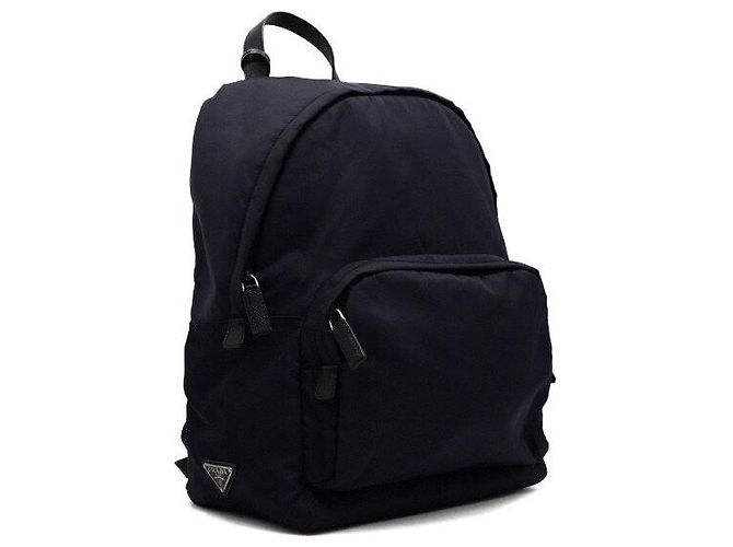 Prada Navy Nylon Triangular Logo Men's Backpack Blue - view 3