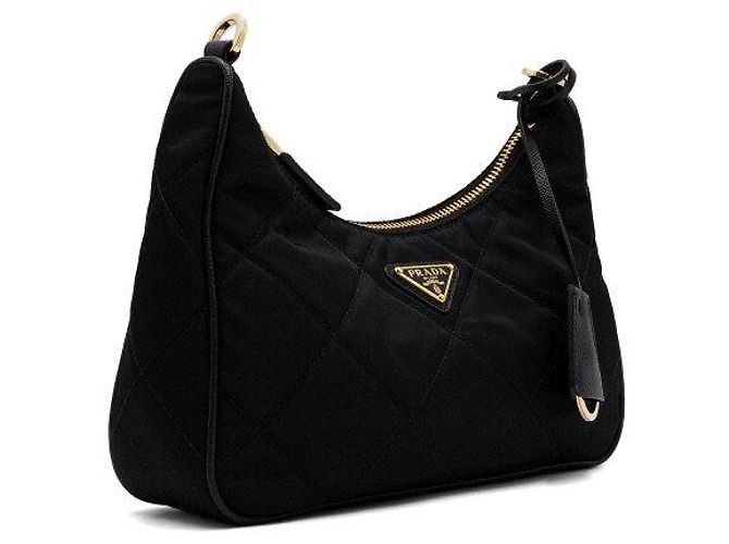 Prada Re-Nylon gesteppte Mini-Tote- und Schultertasche mit Steppnähten Schwarz - Ansicht 4