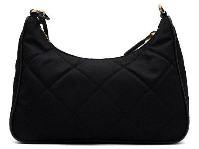 Prada Re-Nylon gesteppte Mini-Tote- und Schultertasche mit Steppnähten Schwarz - Ansicht 5