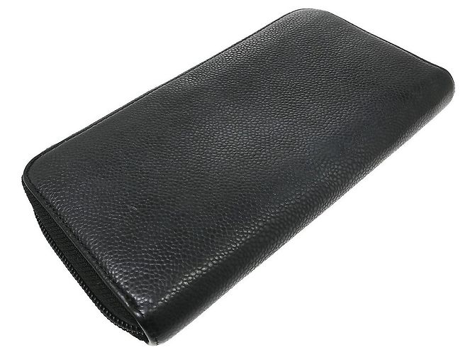 Chanel Portefeuille long CC logo Caviar Skin Nero - vista 2