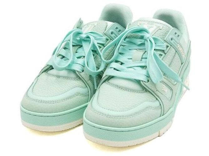 Louis Vuitton Baskets Trainer en cuir vert pastel - vue 3