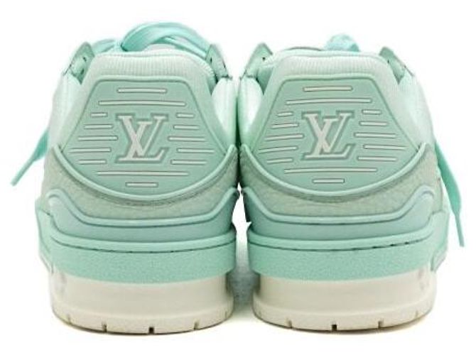 Louis Vuitton Baskets Trainer en cuir vert pastel - vue 5