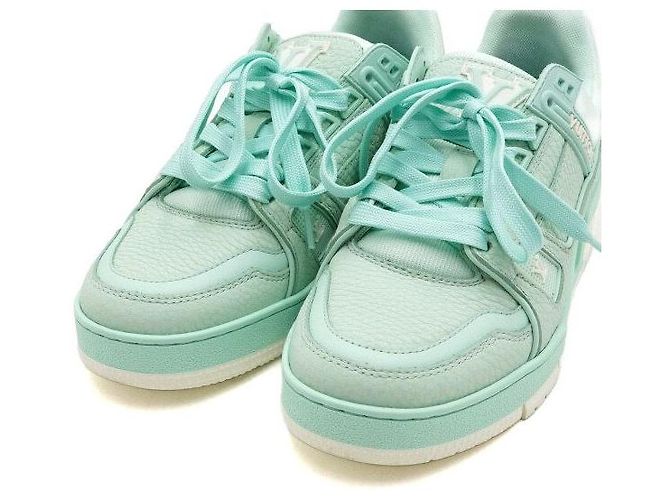 Louis Vuitton Baskets Trainer en cuir vert pastel - vue 6