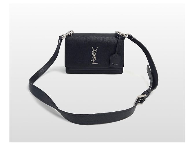 Saint Laurent Borsa a Tracolla Satchel Medium in Pelle Navy Sunset Blu - vista 10