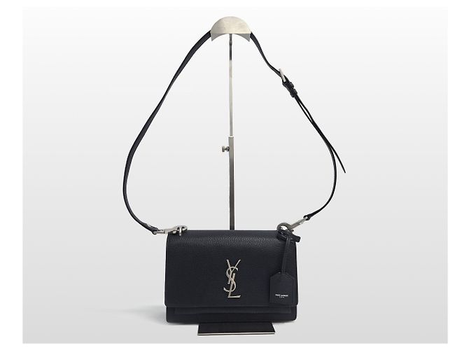 Saint Laurent Borsa a Tracolla Satchel Medium in Pelle Navy Sunset Blu - vista 11