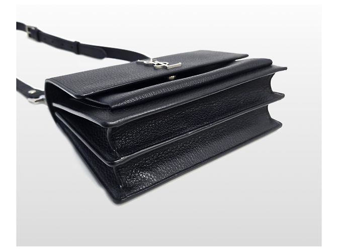Saint Laurent Borsa a Tracolla Satchel Medium in Pelle Navy Sunset Blu - vista 12