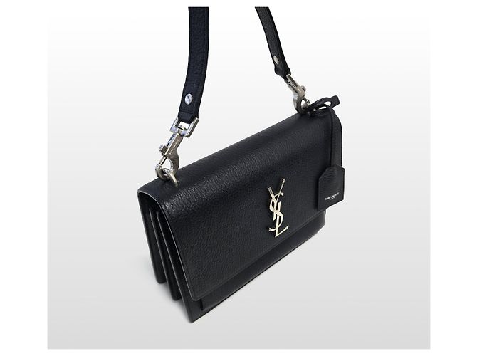 Saint Laurent Borsa a Tracolla Satchel Medium in Pelle Navy Sunset Blu - vista 14