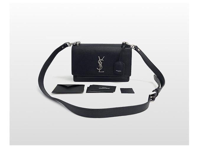 Saint Laurent Borsa a Tracolla Satchel Medium in Pelle Navy Sunset Blu - vista 18