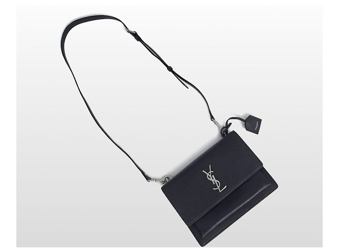 Saint Laurent Borsa a Tracolla Satchel Medium in Pelle Navy Sunset Blu - vista 7
