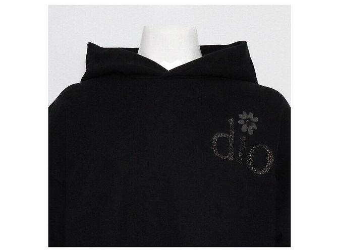 Dior Schwarzer Baumwoll-Hoodie mit Blumen-Logo für Herren - Ansicht 2