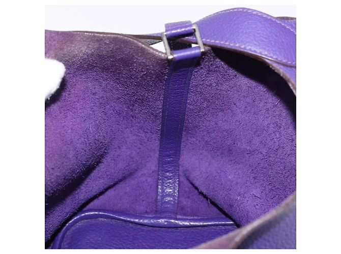 Hermès HERMES Picotan Lock MM Hand Bag Leather Purple Silver - vista 17