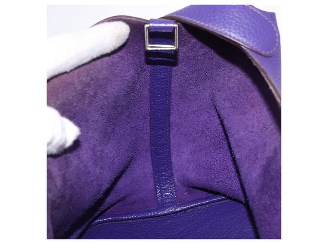 Hermès HERMES Picotan Lock MM Hand Bag Leather Purple Silver - vista 18