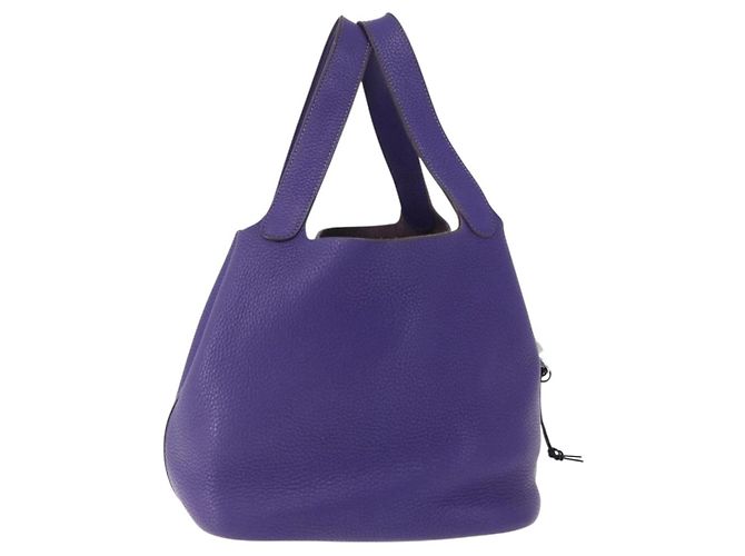 Hermès HERMES Picotan Lock MM Hand Bag Leather Purple Silver - vista 2