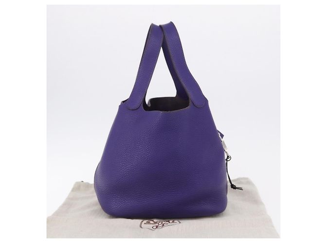 Hermès HERMES Picotan Lock MM Hand Bag Leather Purple Silver - vista 21
