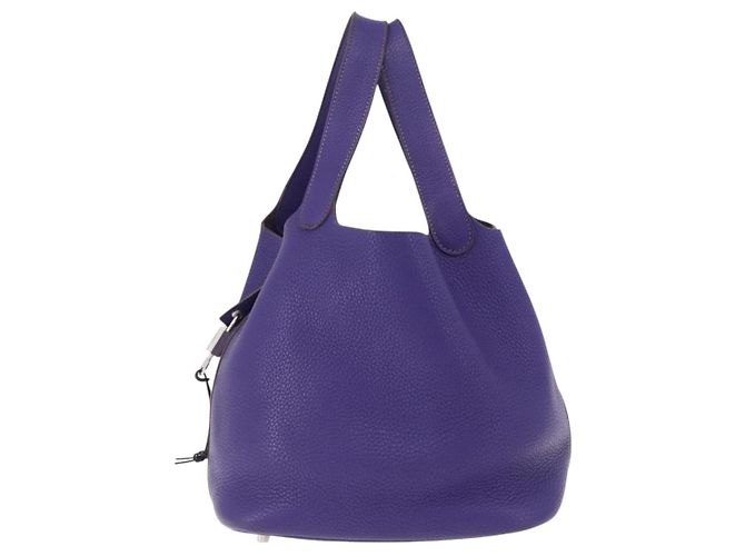 Hermès HERMES Picotan Lock MM Hand Bag Leather Purple Silver - vista 3