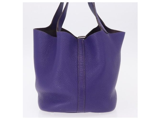 Hermès HERMES Picotan Lock MM Hand Bag Leather Purple Silver - vista 5