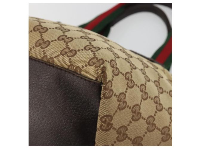 GUCCI GG Canvas Web Sherry Line Hand Bag Beige Silver 131228 - vista 10