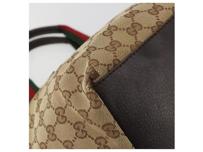 GUCCI GG Canvas Web Sherry Line Hand Bag Beige Silver 131228 - vista 11