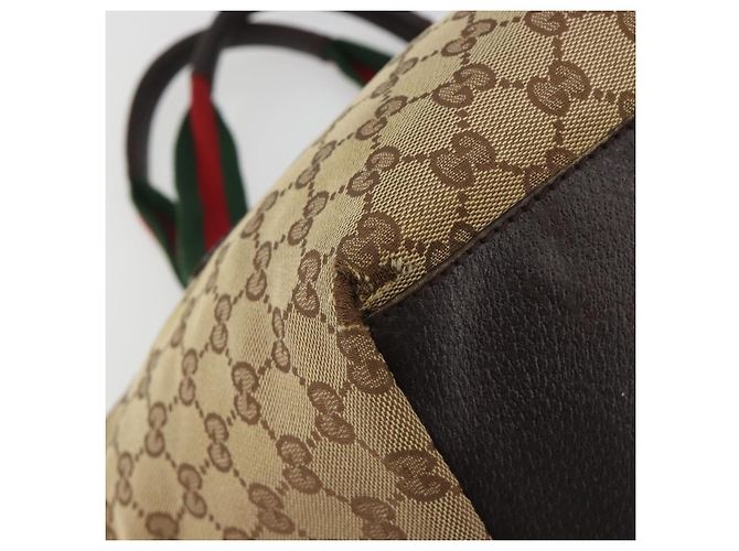 GUCCI GG Canvas Web Sherry Line Hand Bag Beige Silver 131228 - vista 13