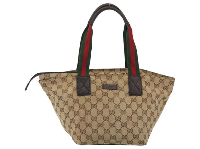 GUCCI GG Canvas Web Sherry Line Hand Bag Beige Silver 131228 - vista 2